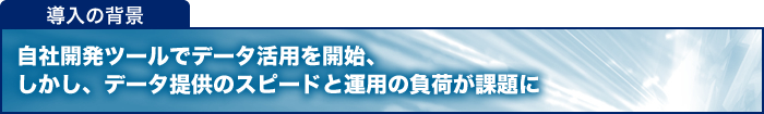 自社開発ツールでデータ活用を開始、しかし、データ提供のスピードと運用の負荷が課題に